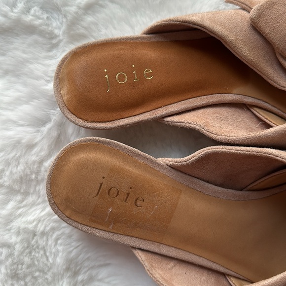 Joie Suede Kitten Heel Slip on Pointed Toe Shoe with Bows size EU 37.5/US 6.5 - Picture 3 of 6
